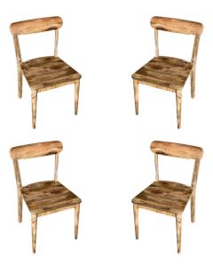 Set of 4 Light Vintage Mango Dining Chairs