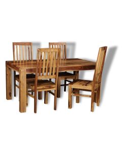 Cube Light 160cm Dining Table & 4 Sheesham Solid Wood Chairs - Due 4th May